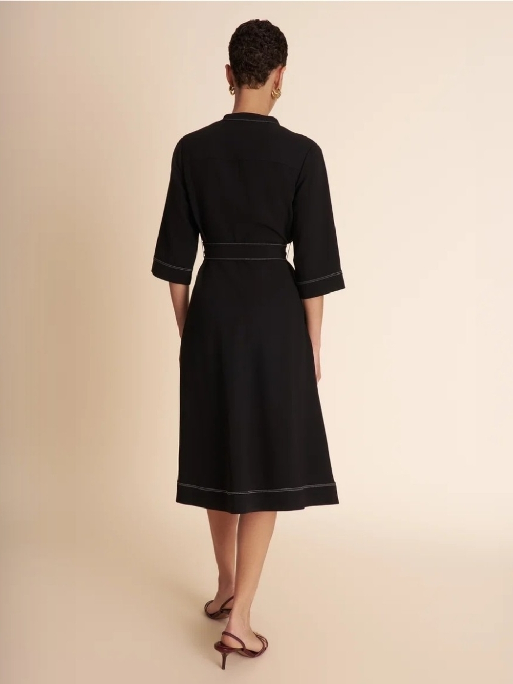MM LaFleur Black Midi Dress with Contrast Stitching - XL - Picture 2 of 14